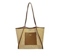 WMFASBAG Women Straw Woven Tote Bag Mesh Weaving Handbag Large Capacity Trendy Commuting Bag Hasp Closure Hollow Out Handbags Outdoor Travel Bag