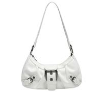 WMFASBAG Women Y2K PU Leather Crescent Bag Pleated Underarm Purse Magnetic Closure Zipper Clutch Purse Travel Bag