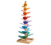 WMFASBAG Wooden Rainbow Music Sounding Trees Fine Motor Skills Development Rainbow Petal Building Block Tree Marble Run Ball Race Track Game Interactive Toy for Children