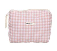 WMFASBAG Zipper Pouch Large Capacity Makeup Organizer Storage Bag Plaid Checkered Travel Makeup Pouch Cotton Cosmetic for Women and Girls