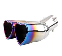 WMGoods Heart Shaped Exhaust Tip, Universal Chrome Dual Exhaust Tips, 2.5 Inch Exhaust Tip, Exhaust Tips, for 40mm-60mm Exhaust Tip
