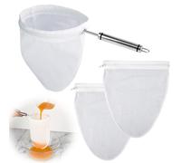 WMKGG Ultra Fine Mesh Strainer Bags,Cheese Cloth Bag for Straining, with Stainless Steel Handle Frame for Juices,Nut Milk,Fresh Cheese,Yogurt (Medium Size)
