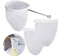 WMKGG Ultra Fine Reusable Filter Bags with Stainless Steel Handle for Nut Milk, Coffee, Milk, Butter, Juices and Fresh Cheese