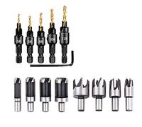 WMLBK 14PCS Countersink Drill Bit Set,Wood Plug Cutter Woodworking Screw Holes Tool Kit For Woodwork