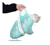 WMLBK Adjustable Cat Grooming Bag - Anti-bite,Scratch Cat Grooming Bathing Mesh- Cat Washing Bath Bag For Shower, Cleaning Ear, Medicine Feeding (Green and White)