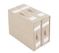 WMLBK Bed Sheet Organiser,Linen Bedding Organiser Folder Box with 2 Visual Windows,Stackable Bedding Storage Bags Closet Storage Box for Sheets and Clothes (2 pcs, Beige)