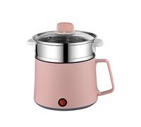 WMLBK Electric Hot Pot, 1.7L Multi-Functional Skillet for Stir Fry/Stew/Steam, Portable Mini Cooker Soup Porridge Dumplings Eggs Pasta Noodles Ramen (Stainless Steel Pink+ Steamer)