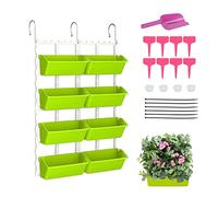 WMLBK Hanging planter bags, Vertical Living Green Wall with 8 Pots Self-Watering Plant Pots Wall Planting Pot Self Watering Vertical Pocket for Vertical gardening, 8Pcs-Light Green (TWK0345-2-HJC)