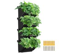 WMLBK Hanging Planter Bags with mounting screws, Vertical Living Green Wall with 4 Pots Self Watering Vertical Pocket Garden Wall Planter Outdoor Hanging for Indoor and Outdoor