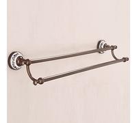 WMMIN Exquisite Bathroom Shelves Towel Rack Pendant, Bathroom Toilet Full Copper European Brown Ancient Bath Towel Rack, Towel Rail (Size : Double pole)