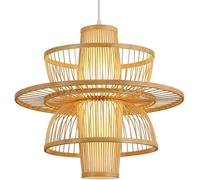 Wmmner 1-Pack Natural Wicker Chandelier Handmade Lampshade Southeast Asian Style Rattan Basket Lantern Lamp Kitchen Island E27 Light Fixture Home Ceiling Lamp,Ceiling Chandelier/One Color/40Cm