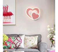 Wmmner 2 Heart Sconces Modern Led Wall Sconce 15W Minimalist Acrylic Shade, Creative Heart-Shaped Home Deco Lighting Fixture for Bedroom Bedside Hallway Living Room/Pink/Warm Light