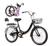 Wmmner 20/22/24/26-Inch Folding Bike Adult Bike, 7-Speed Foldable Bicycle, Adjustable Height Compact Road Bikes for Adult Men Women (Black, 26 Inch)