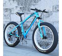 Wmmner 20/24/26-Inch Mountain Bike, 7/21/24/27/30 Speed Adult Fat Tire Mountain Trail Bike with High Carbon Steel Frame and Double Disc Brake, Front Suspens