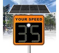 Wmmner 24''*24'' Solar Powered Raspeed Limit Sign - Led Detective Display,Rafeedback Sign,Applicable to Highways,Speed-Limit Roads 3Digitdisplay-Orange/2Digitdisplay/Orange