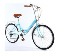 Wmmner 24 inch Folding Bike High Carbon Steel City Bike Youth Road Bike 7 Speed Bike for Students Office Workers Bicycle Enthusiasts Black/Blue/Size