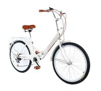 Wmmner 24 inch Folding Bike High Carbon Steel City Bike Youth Road Bike 7 Speed Bike for Students Office Workers Bicycle Enthusiasts Black/White/Size