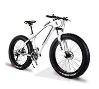 Wmmner 24 inch Mountain Trail Bike with Fat Tire, Adults Men Women Hardtail Mountain Bikes with Front Suspension Mechanical Disc Brakes, Anti Slip Carbon Steel Mountain Bicycle,Gold,27 Speed/White/21