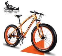 Wmmner 24 inch Mountain Trail Bike with Fat Tire, Adults Men Women Hardtail Mountain Bikes with Front Suspension Mechanical Disc Brakes, Anti Slip Carbon Steel Mountain Bicycle,Gold,27 Speed/Orange/21