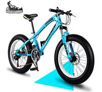 Wmmner 24 inch Mountain Trail Bike with Fat Tire, Adults Men Women Hardtail Mountain Bikes with Front Suspension Mechanical Disc Brakes, Anti Slip Carbon Steel Mountain Bicycle,Gold,27 Speed/Blue/7 Sp