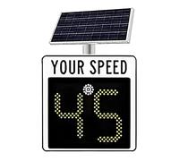 Wmmner 24'' Raspeed Display Sign,Flashing Limit Indicator,Solar Powered Led Feedback Sign,Led Digital Solar Detector,Aluminum Road Warning Board Yellow-3Digitdisplay/White/3Digitdisplay