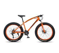 Wmmner 24 Zoll Mountainbike Für Jungen, Mädchen, Männer Und Frauen, Erwachsene Fat Tire Mountainbike, Carbon Steel Beach Snow Outdoor Bike, Hardheck, Scheibenbremsen, Weiß, 21 Geschwindigkeit/Orange/3