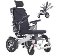Wmmner 25Km Portable Electric Wheelchairs for Adults, Lightweight Aluminum Wheelchair for Senior with Bag, Three-Second Quick Folding, All Terrain 500W Intelligent