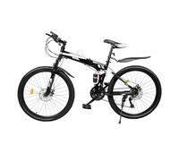 Wmmner 26 inch 21 Speed Mountain Bike, Foldable Mens Womens MTB with Disc Brake,Saddle Height Adjustable, Anti Slip for Adults Youth Use, Black and Silver