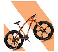 Wmmner 26 inch Hardtail Mountain Bikes with Fat Tire for Adults Men Women, Mountain Trail Bike with Front Suspension Disc Brakes, High-Carbon Steel Mountain Bicycle,Black Spoke,24 Speed/Orange 5 Spoke