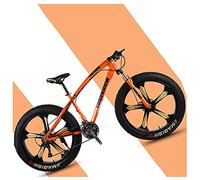 Wmmner 26 inch Hardtail Mountain Bikes with Fat Tire for Adults Men Women, Mountain Trail Bike with Front Suspension Disc Brakes, High-Carbon Steel Mountain Bicycle,Black Spoke,24 Speed/Orange 5 Spoke