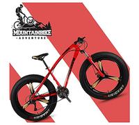 Wmmner 26 inch Hardtail Mountain Bikes with Fat Tire for Adults Men Women, Mountain Trail Bike with Front Suspension Disc Brakes, High-Carbon Steel Mountain Bicycle,Black Spoke,24 Speed/Red 3 Spoke/7