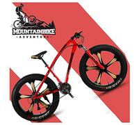 Wmmner 26 inch Hardtail Mountain Bikes with Fat Tire for Adults Men Women, Mountain Trail Bike with Front Suspension Disc Brakes, High-Carbon Steel Mountain Bicycle,Black Spoke,24 Speed/Red 5 Spoke/21