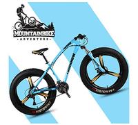 Wmmner 26 inch Hardtail Mountain Bikes with Fat Tire for Adults Men Women, Mountain Trail Bike with Front Suspension Disc Brakes, High-Carbon Steel Mountain Bicycle,Black Spoke,24 Speed/Blue 3 Spoke/2