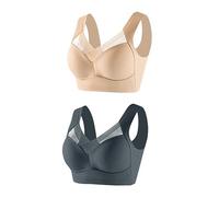 Wmmner 2Pc Women's Large Strapless Lace Tank Top Underwear Thin Side Fold Side Breast Gather Adjustable Bra Full Support Sports Bra/Khaki/XL