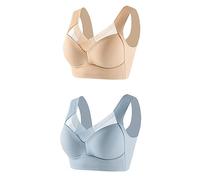 Wmmner 2Pc Women's Large Strapless Lace Tank Top Underwear Thin Side Fold Side Breast Gather Adjustable Bra Full Support Sports Bra/Blue/XL