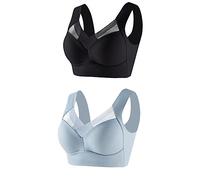 Wmmner 2Pc Women's Large Strapless Lace Tank Top Underwear Thin Side Fold Side Breast Gather Adjustable Bra Full Support Sports Bra/Black/3Xl