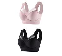 Wmmner 2Pc Women's Large Strapless Lace Tank Top Underwear Thin Side Fold Side Breast Gather Adjustable Bra Full Support Sports Bra/Pink/XL
