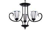 Wmmner 3/6/8-Lights Vintage European Tradition Chandelier Antique Petal White Glass Adjustable Lamp Iron Metal Restaurant Hanging Light E27 Classical Living Room Decorative Lighting Flush Mount/3Light