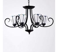 Wmmner 3/6/8-Lights Vintage European Tradition Chandelier Antique Petal White Glass Adjustable Lamp Iron Metal Restaurant Hanging Light E27 Classical Living Room Decorative Lighting Flush Mount/6Light