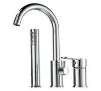 Wmmner 360° Rotatable Black Bath-Shower Faucet 3-Hole Deck Mounted Mixing Valve Modern Bathroom Mixer Tap for Stylish Bathtubs and Showers Easy Installation/Chrome