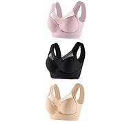 Wmmner 3Pc Women's Large Strapless Lace Tank Top Underwear Thin Side Fold Side Breast Gather Adjustable Bra Packs of Bras/Pink/3Xl
