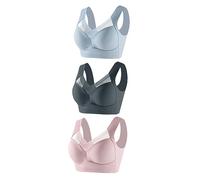 Wmmner 3Pc Women's Large Strapless Lace Tank Top Underwear Thin Side Fold Side Breast Gather Adjustable Bra Packs of Bras/K Gray/XL