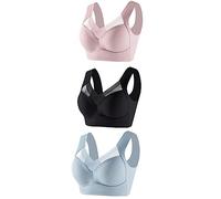 Wmmner 3Pc Women's Large Strapless Lace Tank Top Underwear Thin Side Fold Side Breast Gather Adjustable Bra Packs of Bras/Light Blue/XXL