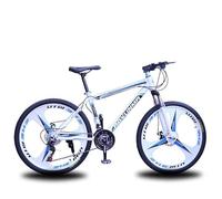 Wmmner 700C Wheels 21 Speed Adult Bike Mountain Bike Man and Woman Double Disc Brake High Carbon Steel Frame 21-Speed Variable School Bike/White blue/26-IN_THREE-BLADE