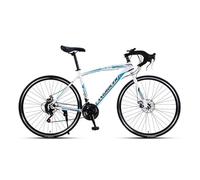 Wmmner 700C Wheels, Adult Bicycle, 21/24/27/30 Speed, Road Bike Racing Fork Shock Absorbing Bend Handlebar Bike/WHITE-BLUE/21-SPEED_30MM
