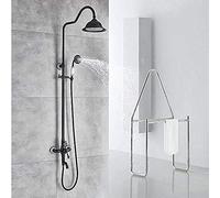 Wmmner 8" Black Bronze Brass Rainfall Shower Set - Wall-Mounted Bath Faucet with Swivel Tub Spout & Handheld Shower Bathroom Shower Column System