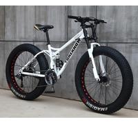 Wmmner Adult Fat Tire Mountain Bike with 21-Speed, Carbon Steel Frame, Double Full Suspension, and Double Disc Brake for Off-Road Adventure/a/24In