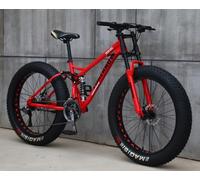 Wmmner Adult Fat Tire Mountain Bike with 21-Speed, Carbon Steel Frame, Double Full Suspension, and Double Disc Brake for Off-Road Adventure/C/24In