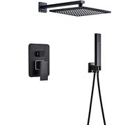 Wmmner Advanced Rain Shower System Brass Wall-Mounted Shower Faucet Set with Handheld Showerhead Concealed Mixer Valve for Luxurious Bathroom Experience/12 inch