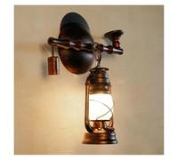 Wmmner Amen Retro Iron Pipe Wall Lamp Restaurant Bedroom Indoor Hallway Antique Kerosene Wall Lights/Cool White/36 * 43Cm